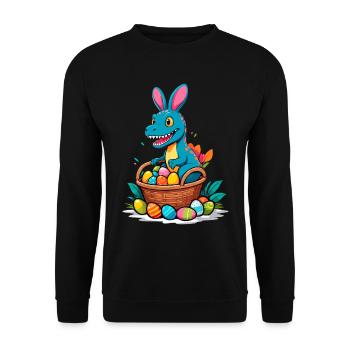 Iconic Easter Dinosaur Dinosaur Easter Bunny - Unisex Sweatshirt - black - Front - Alina (178cm) & Michal (187cm)