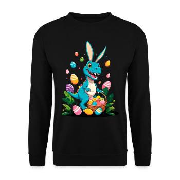 Ikonischer Ostersaurier Dinosaurier Osterhase - Unisex Pullover - Schwarz - Vorne - Alina (178cm) & Michal (187cm)