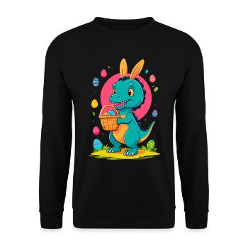 Iconic Easter Dinosaur Dinosaur Easter Bunny - Unisex Sweatshirt - black - Front - Alina (178cm) & Michal (187cm)