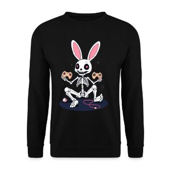 Osterhase Gamer Ikonisches Ostern Gaming - Unisex Pullover - Schwarz - Vorne - Alina (178cm) & Michal (187cm)