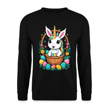 Licorne drôle lapin de Pâques Licorne mignonne Licorne de Pâques - Sweat-shirt Unisexe - noir - Devant - Alina (178cm) & Michal (187cm)
