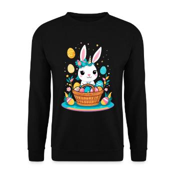 Licorne drôle lapin de Pâques Licorne mignonne Licorne de Pâques - Sweat-shirt Unisexe - noir - Devant - Alina (178cm) & Michal (187cm)
