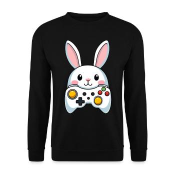 Easter Bunny Gamer Iconic Easter Gaming - Unisex Sweatshirt - black - Front - Alina (178cm) & Michal (187cm)