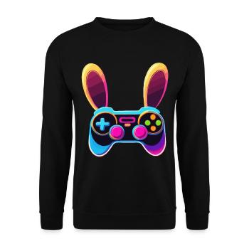 Lapin de Pâques Gamer Jeux de Pâques emblématiques - Sweat-shirt Unisexe - noir - Devant - Alina (178cm) & Michal (187cm)
