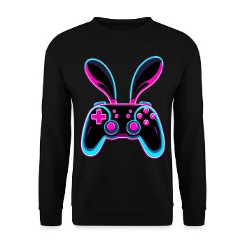 Osterhase Gamer Ikonisches Ostern Gaming - Unisex Pullover - Schwarz - Vorne - Alina (178cm) & Michal (187cm)