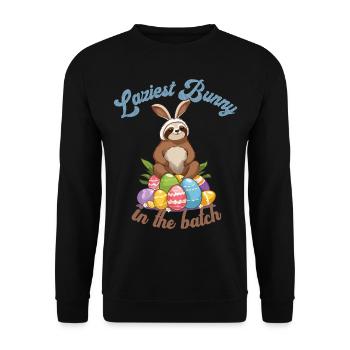 Drôle de dicton paresseux lapin de Pâques douce Pâques - Sweat-shirt Unisexe - noir - Devant - Alina (178cm) & Michal (187cm)