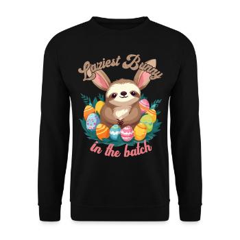 Drôle de dicton paresseux lapin de Pâques douce Pâques - Sweat-shirt Unisexe - noir - Devant - Alina (178cm) & Michal (187cm)
