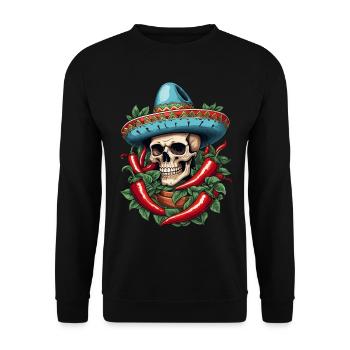 Aesthetic Chili Streetwear Hot Skull Look - Unisex Sweatshirt - black - Front - Alina (178cm) & Michal (187cm)
