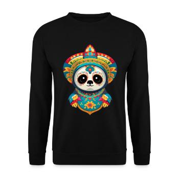 Faultier Ikonischer Zuckerschädel Mexiko - Unisex Pullover - Schwarz - Vorne - Alina (178cm) & Michal (187cm)