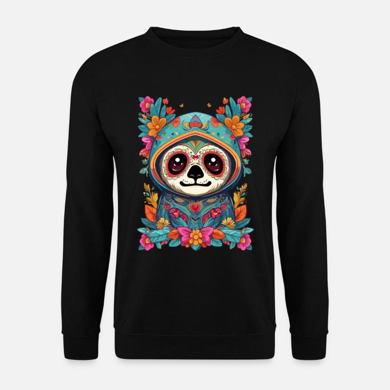 Sloth Iconic Sugar Skull Mexico - Unisex Sweatshirt - black