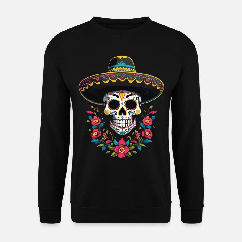 Iconic Sugar Skull Mexico Streetwear - Unisex Sweatshirt - black