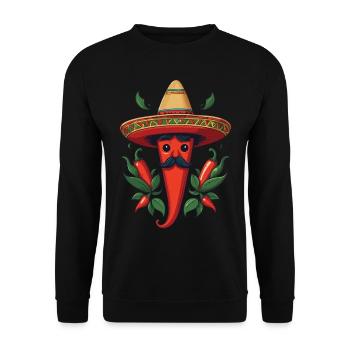 Aesthetics Chili Streetwear Mexican Hot - Unisex Sweatshirt - black - Front - Alina (178cm) & Michal (187cm)