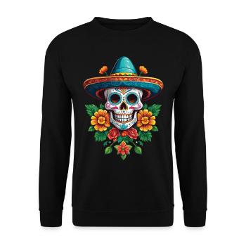 Fête mexicaine emblématique de Sugar Skull - Sweat-shirt Unisexe - noir - Devant - Alina (178cm) & Michal (187cm)