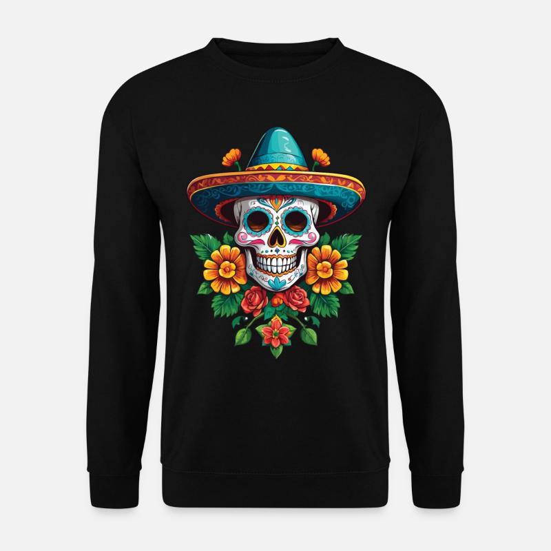 Iconic Sugar Skull Mexican Holiday - Unisex Sweatshirt - black