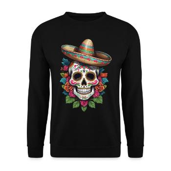 Design streetwear emblématique de Sugar Skull Mexico - Sweat-shirt Unisexe - noir - Devant - Alina (178cm) & Michal (187cm)