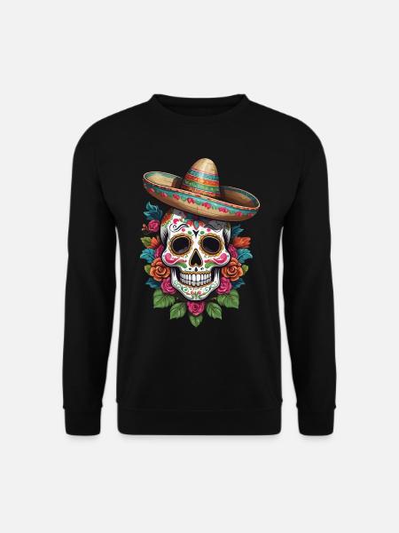 Ikonischer Zuckerschädel Mexiko Streetwear Design - Unisex Pullover - Schwarz