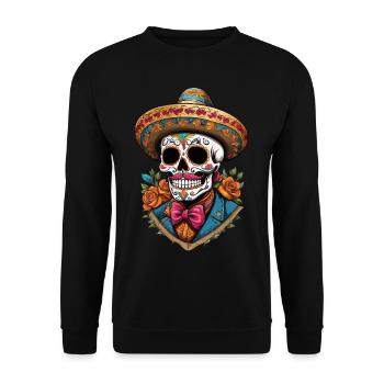 Fête mexicaine emblématique de Sugar Skull - Sweat-shirt Unisexe - noir - Devant - Alina (178cm) & Michal (187cm)