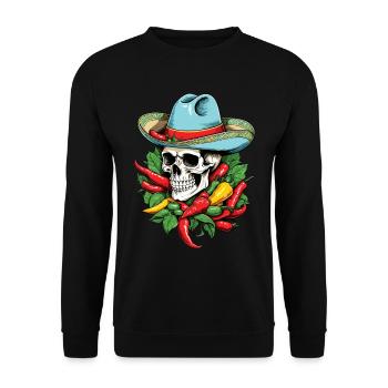 Aesthetic Chili Skull Design Mexican Style - Unisex Sweatshirt - black - Front - Alina (178cm) & Michal (187cm)
