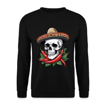 Aesthetic Chili Skull Design Mexican Style - Unisex Sweatshirt - black - Front - Alina (178cm) & Michal (187cm)