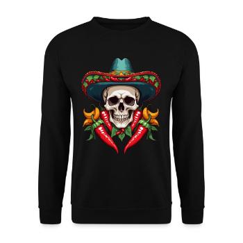 Aesthetic Chili Skull Design Mexican Style - Unisex Sweatshirt - black - Front - Alina (178cm) & Michal (187cm)
