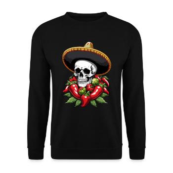 Aesthetic Chili Skull Design Mexican Style - Unisex Sweatshirt - black - Front - Alina (178cm) & Michal (187cm)