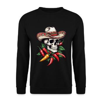 Aesthetic Chili Skull Design Mexican Style - Unisex Sweatshirt - black - Front - Alina (178cm) & Michal (187cm)
