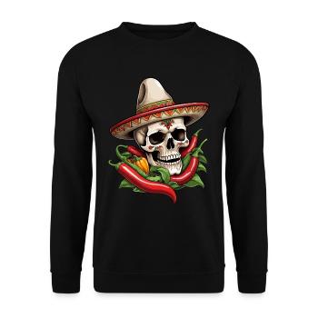 Aesthetic Chili Skull Design Mexican Style - Unisex Sweatshirt - black - Front - Alina (178cm) & Michal (187cm)