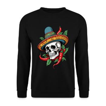 Aesthetic Chili Skull Design Mexican Style - Unisex Sweatshirt - black - Front - Alina (178cm) & Michal (187cm)