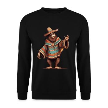 Mexican Bigfoot Sasquatch With Sombrero - Unisex Sweatshirt - black - Front - Alina (178cm) & Michal (187cm)