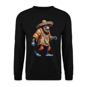 Mexican Bigfoot Sasquatch Sombrero - Unisex Sweatshirt - black - Front - Alina (178cm) & Michal (187cm)