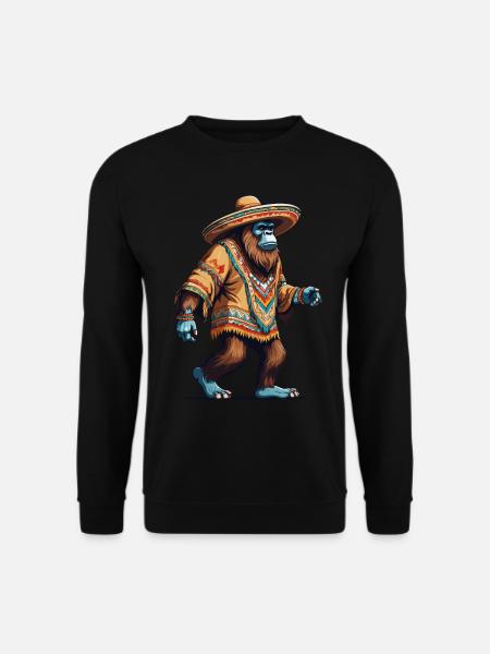 Mexican Bigfoot Sasquatch Sombrero - Unisex Sweatshirt - black