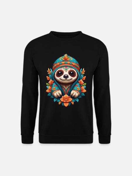 Faultier Ikonischer Zuckerschädel Mexiko - Unisex Pullover - Schwarz