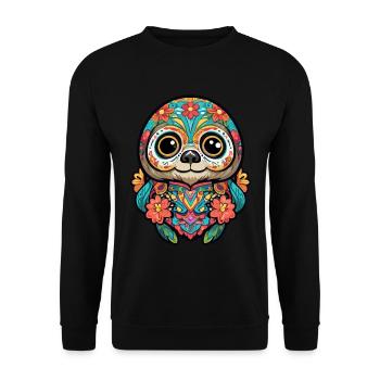 Sloth Mexico Sugar Skull Skull Streetwear - Unisex Sweatshirt - black - Front - Alina (178cm) & Michal (187cm)