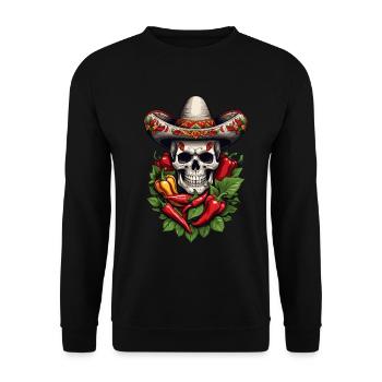 Esthétique Chili Skull Design Style mexicain - Sweat-shirt Unisexe - noir - Devant - Alina (178cm) & Michal (187cm)