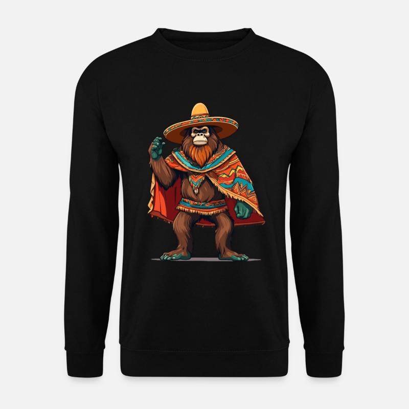 Mexican Bigfoot Sasquatch Sombrero - Unisex Sweatshirt - black