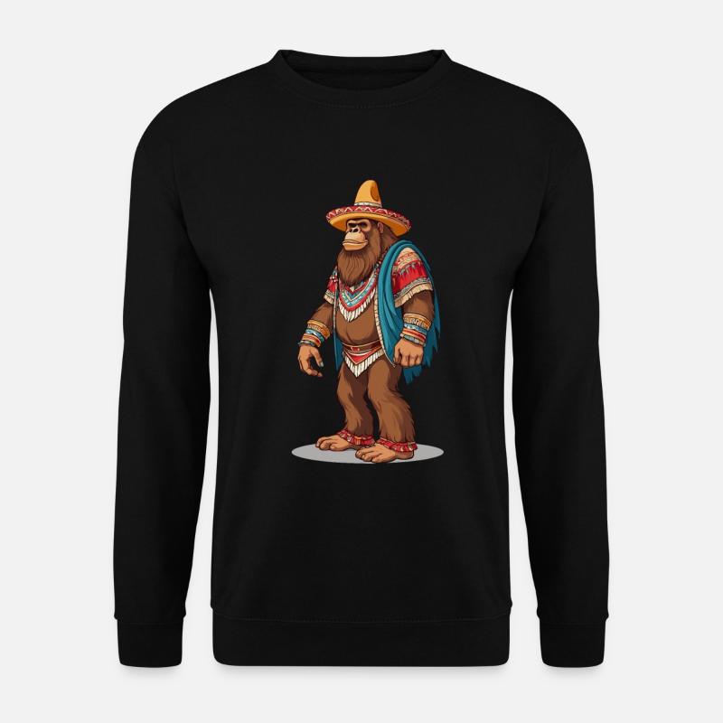 Mexican Bigfoot Sasquatch With Sombrero - Unisex Sweatshirt - black