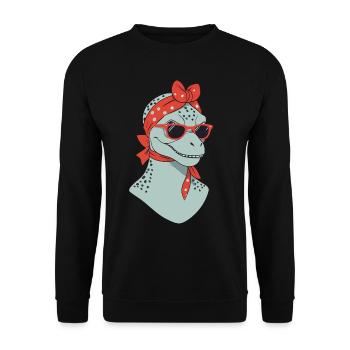 Funny Dinosaur Mom Cool Dino Wife - Unisex Sweatshirt - black - Front - Alina (178cm) & Michal (187cm)
