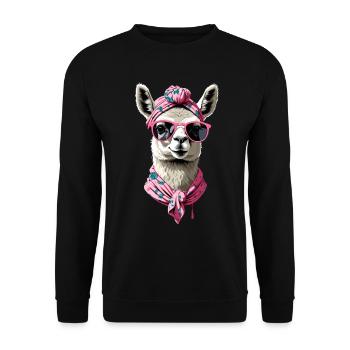 Llama Loving Mom Funny Mom Design - Unisex Sweatshirt - black - Front - Alina (178cm) & Michal (187cm)