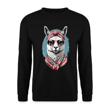 Llama Loving Mom Funny Alpaca Mother's Day - Unisex Sweatshirt - black - Front - Alina (178cm) & Michal (187cm)