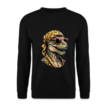 Lustige Dinosaurier Mutter Coole Dino Frau Style - Unisex Pullover - Schwarz - Vorne - Alina (178cm) & Michal (187cm)