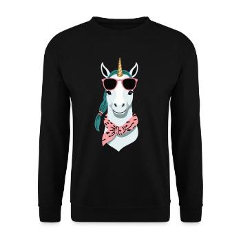 Einhorn Mama Lustige Einhörner Liebende Mutter - Unisex Pullover - Schwarz - Vorne - Alina (178cm) & Michal (187cm)