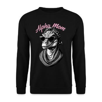 Alpha Maman Drôle Dinosaure Maman Cool Dino - Sweat-shirt Unisexe - noir - Devant - Alina (178cm) & Michal (187cm)
