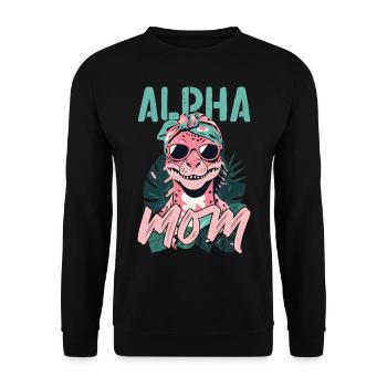 Alpha Maman Drôle Dinosaure Maman Dinos Cool - Sweat-shirt Unisexe - noir - Devant - Alina (178cm) & Michal (187cm)