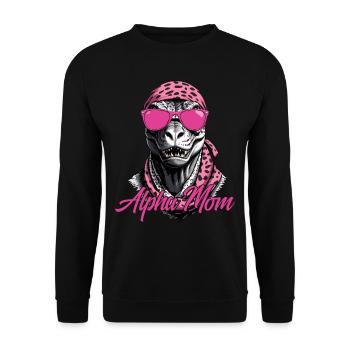 Alpha Mom Funny Dinosaur Mother Icon - Unisex Sweatshirt - black - Front - Alina (178cm) & Michal (187cm)