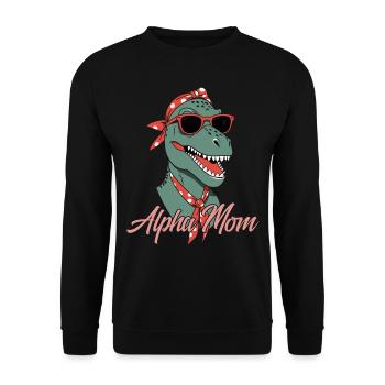 Alpha Mom Lustige ikonische Dinosaurier Mutter - Unisex Pullover - Schwarz - Vorne - Alina (178cm) & Michal (187cm)