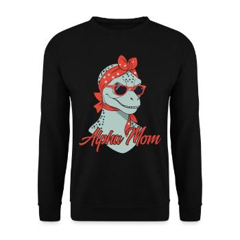 Alpha Maman Drôle Dinosaure Maman Cool Dinosaure - Sweat-shirt Unisexe - noir - Devant - Alina (178cm) & Michal (187cm)