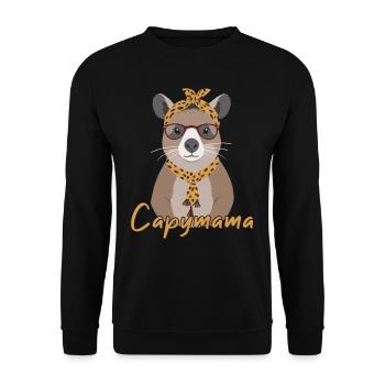 Capymama Drôle Capybara Mère Capybara - Sweat-shirt Unisexe - noir - Devant - Alina (178cm) & Michal (187cm)