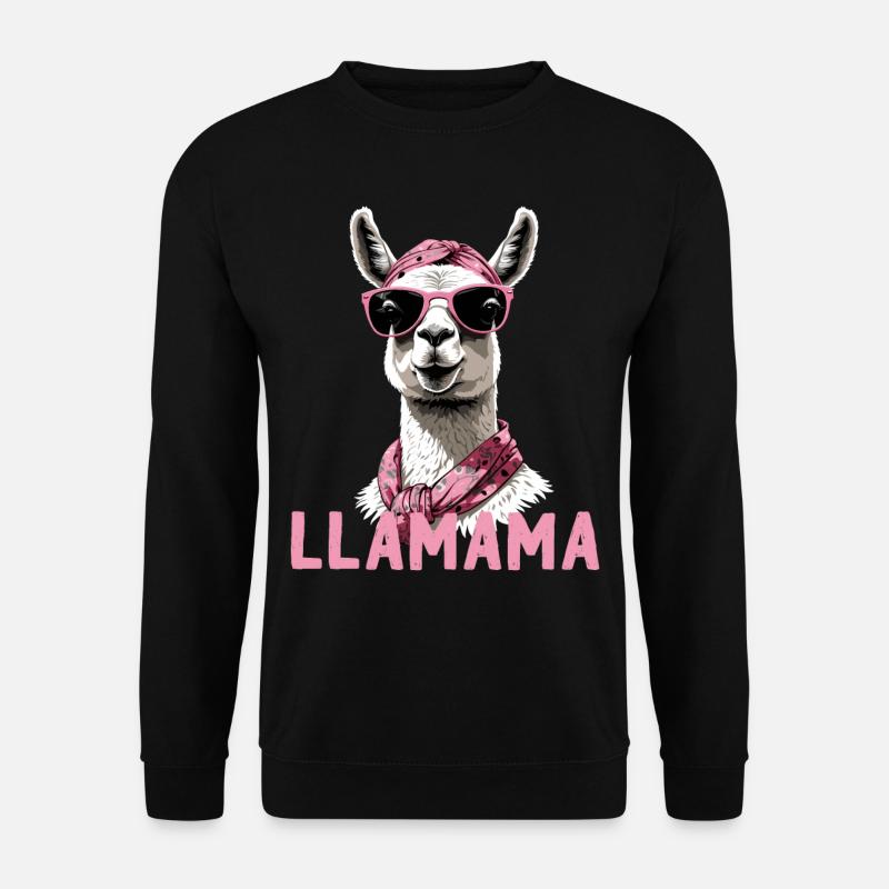 Funny Llama Loving Mom Design - Unisex Sweatshirt - black
