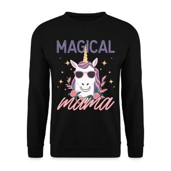 Magical Mama Einhorn Liebe Stylisch Lustig - Unisex Pullover - Schwarz - Vorne - Alina (178cm) & Michal (187cm)