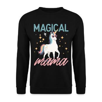 Magical Mom Unicorn Mom Funny Design - Unisex Sweatshirt - black - Front - Alina (178cm) & Michal (187cm)